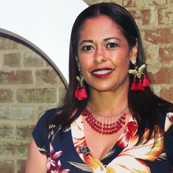 MIEL Honey Bee Crystal Embellished Tassel Earrings - Picture 2 of 4